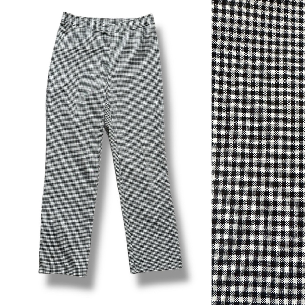 Vintage 90s Studio C Black White Gingham Plaid Trousers Women’s Size 14 Preppy